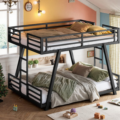 Metal Bunk Bed With Dual Ladders,Queen Over Queen\Full Over Full\Twin Xl Over Twin Xl