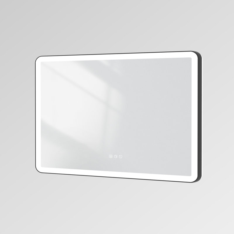 Miroir mural Natalin, Noir mat, Rectangulaire, 55 po x 30 po