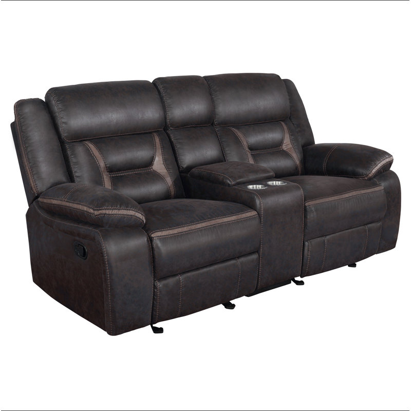 Causeuse rembourrée avec console Brazelton, Brun