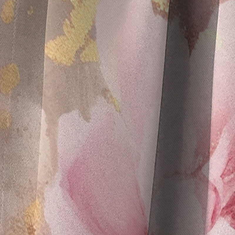 Pink And Gold Peonies In Radiance - Peonies Curtain - Blackout Floral Curtain - 1 Panels, 52" W x 120" L