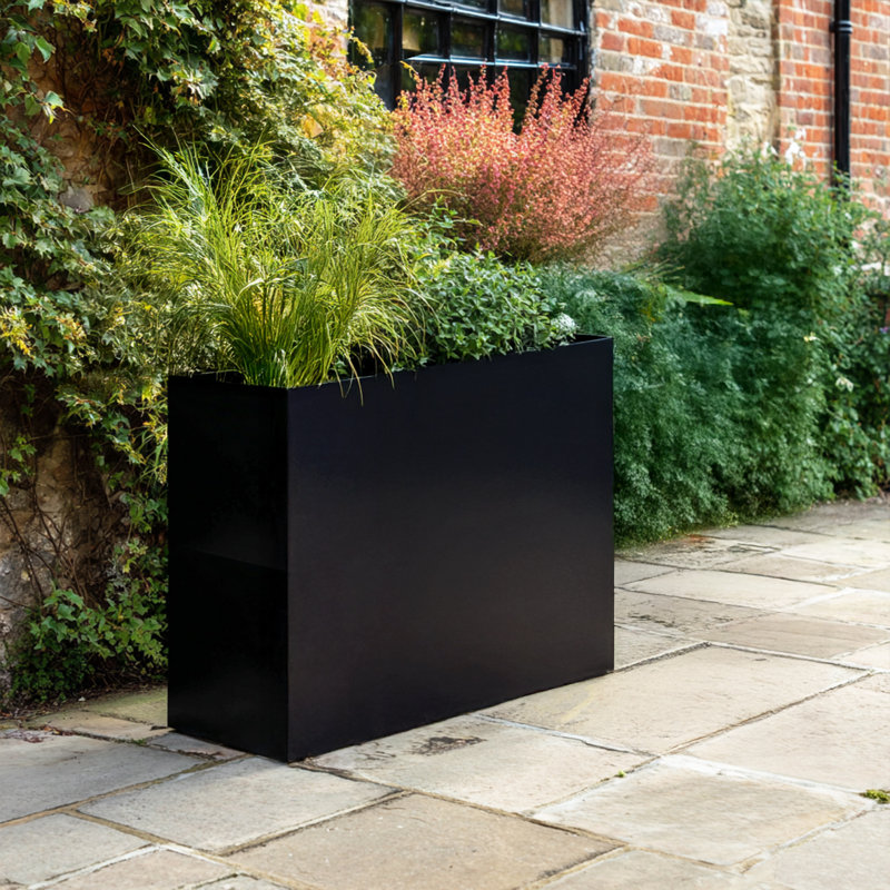Galvanised Trough Planter - 90cm X 82cm, Black