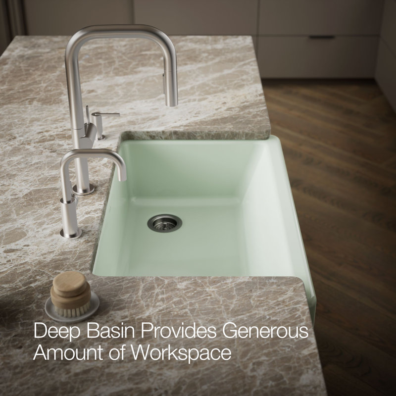 Whitehaven® Self-Trimming 36" L x 22" W Farmhouse Kitchen Sink, Aspen Green