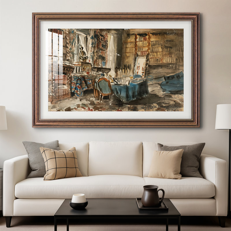 Cabinet de Flaubert à Croisset, 1874-Georges-Antoine Rochegrosse-Custom Framed Print, 28x40 INNER SIZE, Framed Print with Mat