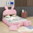 Full Size Platform Bed With Storage Stools Princess Upholstered Platform Bed With Cartoon Ears Shaped Headboard And Light