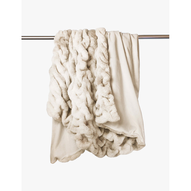 Marcita Knitted Throw Blanket, Cream