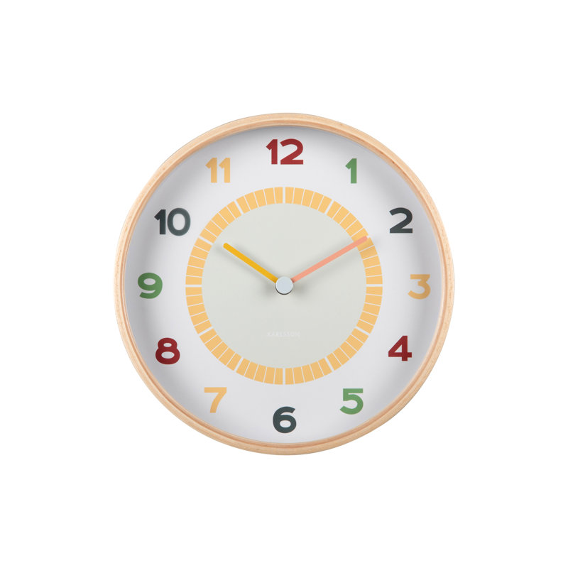 Chica Manufactured Wood Wall Clock, Beige/White/Yellow