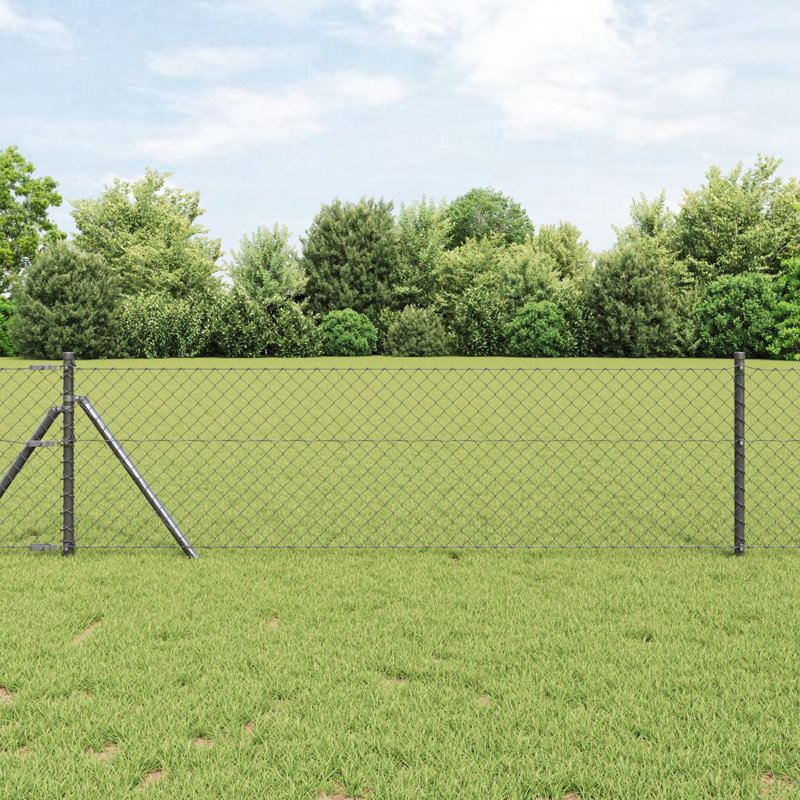 Vidaxl Chain Link Fence With 7 Posts Galvanised Steel, 60cm H x 2500cm W, Grey