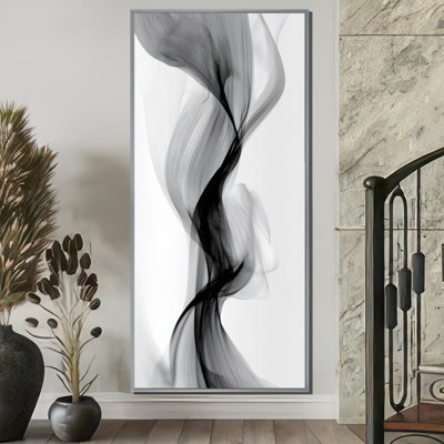 Galaxy Majestic Black And Grey Liquid Ink - Liquid Ink Canvas Wall Art, Black Abstract Framed Wall Art