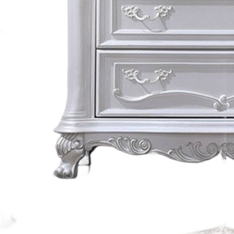 Grande commode Ventra, bois massif blanc classique, 52 po, 5 tiroirs