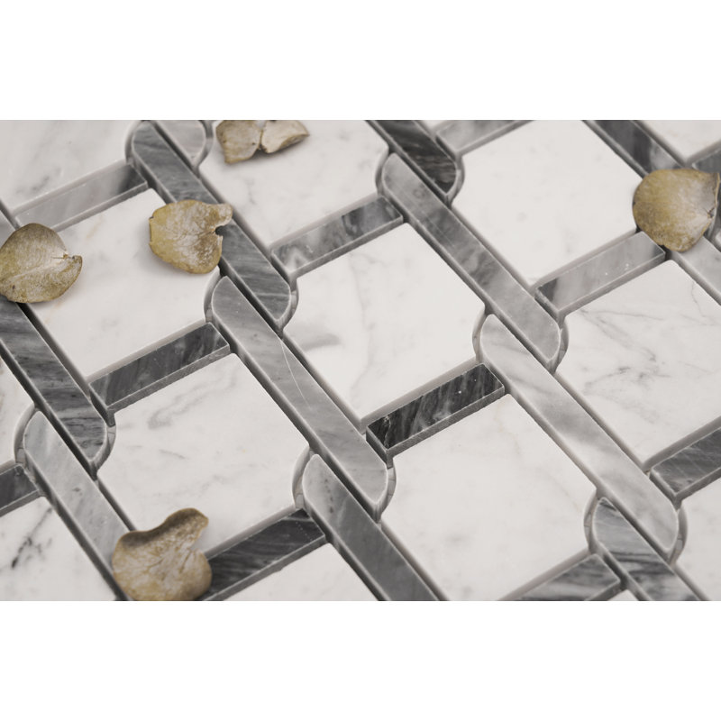 Marble Mosaic Wall & Floor Tile, Carrara White And Bardiglio Gray