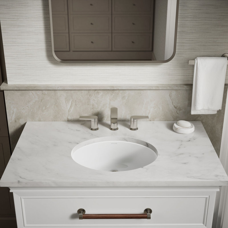 Caxton® Ceramic Oval Undermount Bathroom Sink with Overflow, White