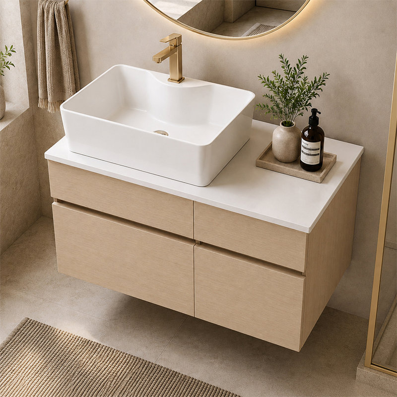 Ensemble de meuble-lavabo mural 31,5 ", Bois