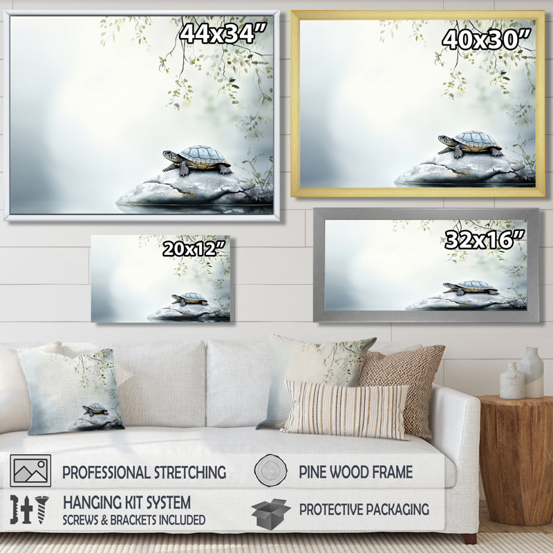 «Bambo Turtles Perch I - Tortue», reproduction d'art murale, 12" H x 20" W, Wrapped Canvas, Does Not Apply