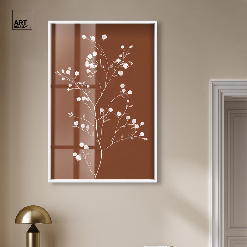 «Berry Branch I Shadowbox Print» par Art Remedy, cadre blond, 30 x 45, H 46 po x l 31 po, Cadre blond