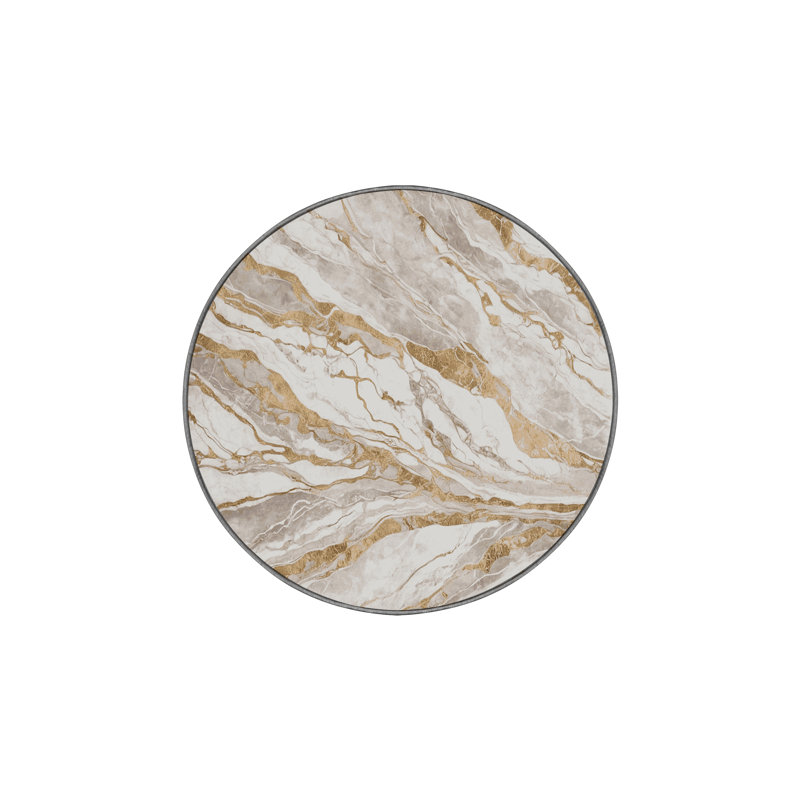 Machine Washable Gray Area Rug, Round 4'