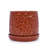 Handmade Ceramic Flower Pot With Leaf Pattern, 6 & 8 Inch Diameter, Rust-Red Color For Orchids, Indoor/Outdoor Use On Windowsills & Bookshelves, Breathable Clay With Saucer-208360643