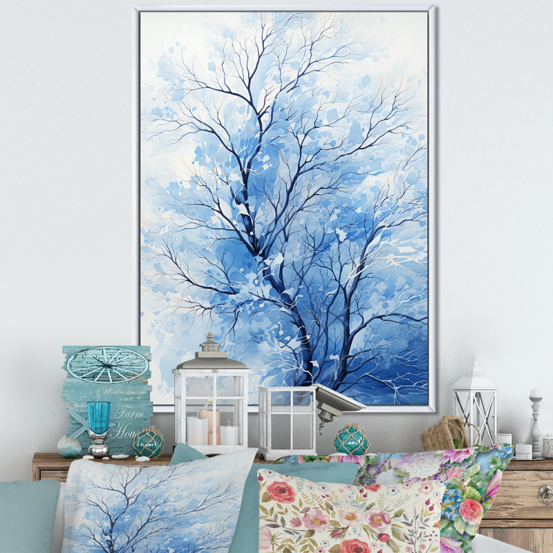 " Blue Maple Whisper Tree ", White Picture Framed, 20" H x 12" W