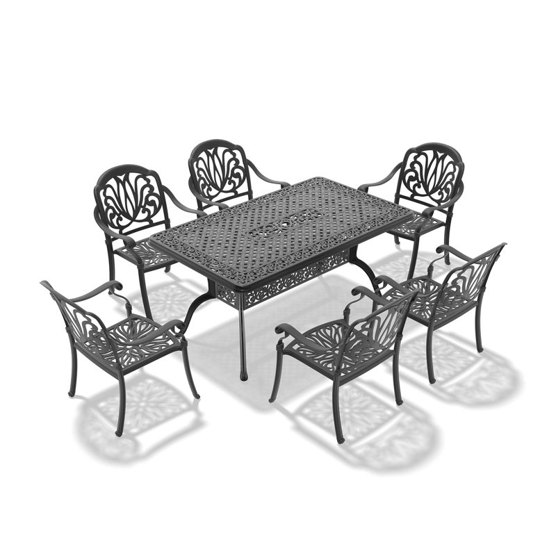Ensemble de meubles de patio en aluminium coulé avec coussins, 6
