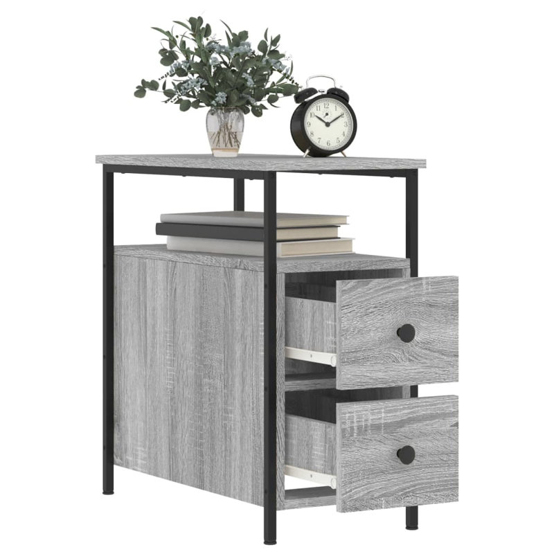 Bourkelands 30cm W Iron Bedside Table, Grey Sonoma, Individual