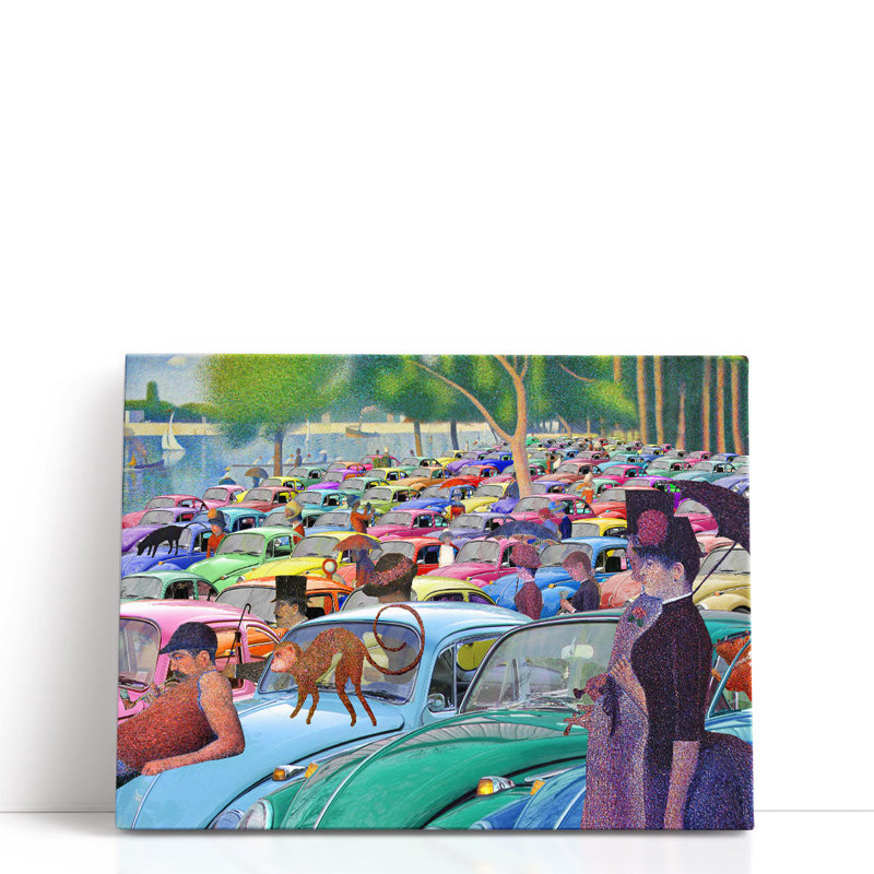 Dimanche après-midi, à la recherche de la voiture - reproduction d'art sur toile, H 45 po x l 60 po