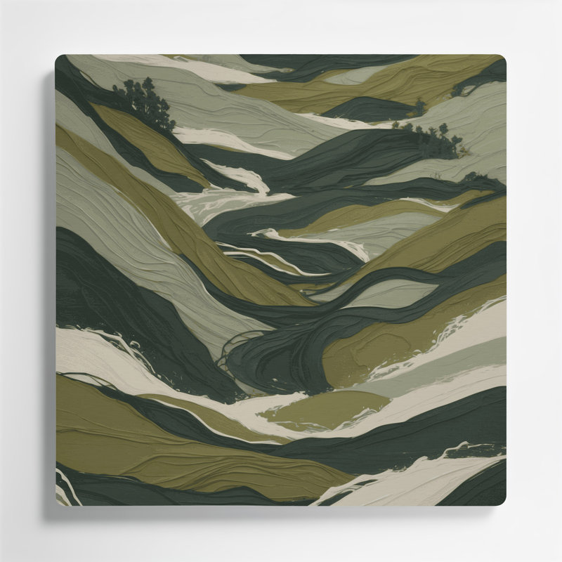 Paysage abstrait 58, art mural gris en métal, H 8 po x l 8 po