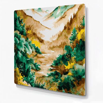 Aquarelle paysage 80, art mural en métal beige