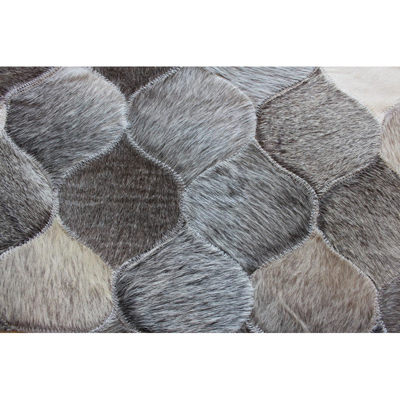 Mckinney Geometric Cowhide Hand Woven Area Rug, Rectangle 120 x 180cm