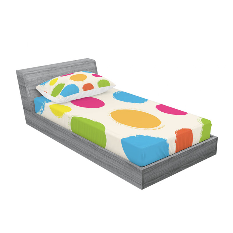 Microfiber Sheet Set, Twin Sheet Set with Fitted Sheet, Disc Polka Dots