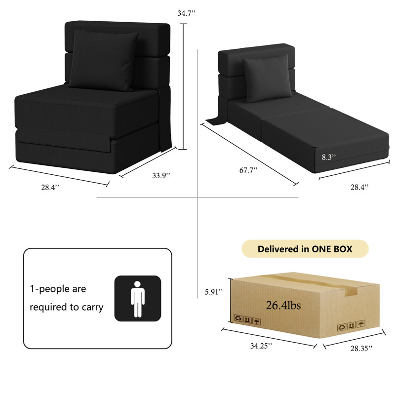 Canapé convertible en velours côtelé Boneless, Noir, noir, noir, noir