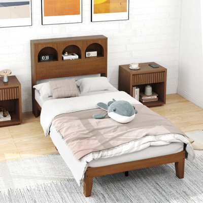 Queen Bed Frame With Storage Headboard, No Box Spring Required