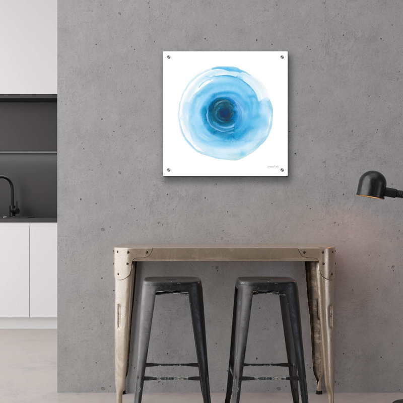  «Centre of Blue 1» par Danhui Nai, art mural en verre acrylique, 24 po x 24 po