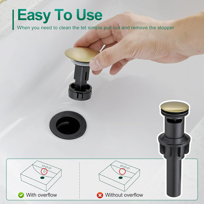 Brushed Gold Bathroom Faucet One Hole, Modern Single Handle Bathroom Faucet For 1 Or 3 Hole Sink With Metal Pop Up Drain, Deck Plate, For Vanity, Rv Sink
