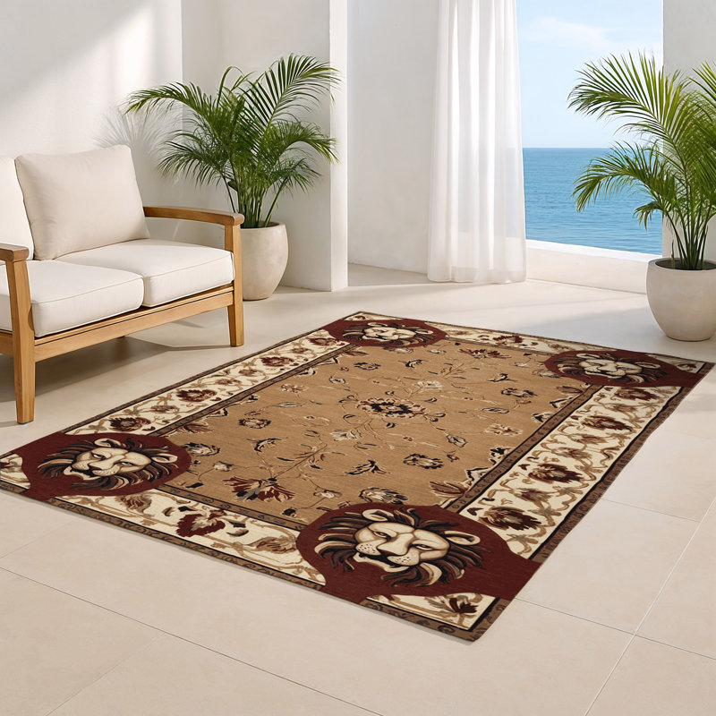 Tapis d'intérieur et d'extérieur brun français, Rectangle 4pi x 6 pi