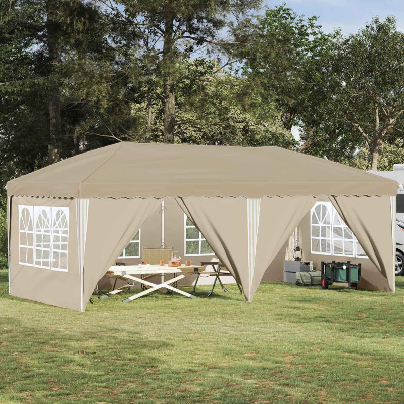 Vidaxl Pop-Up Party Tent 210D Oxford With Sliver Coating Event Shelter Gazebo, Cream