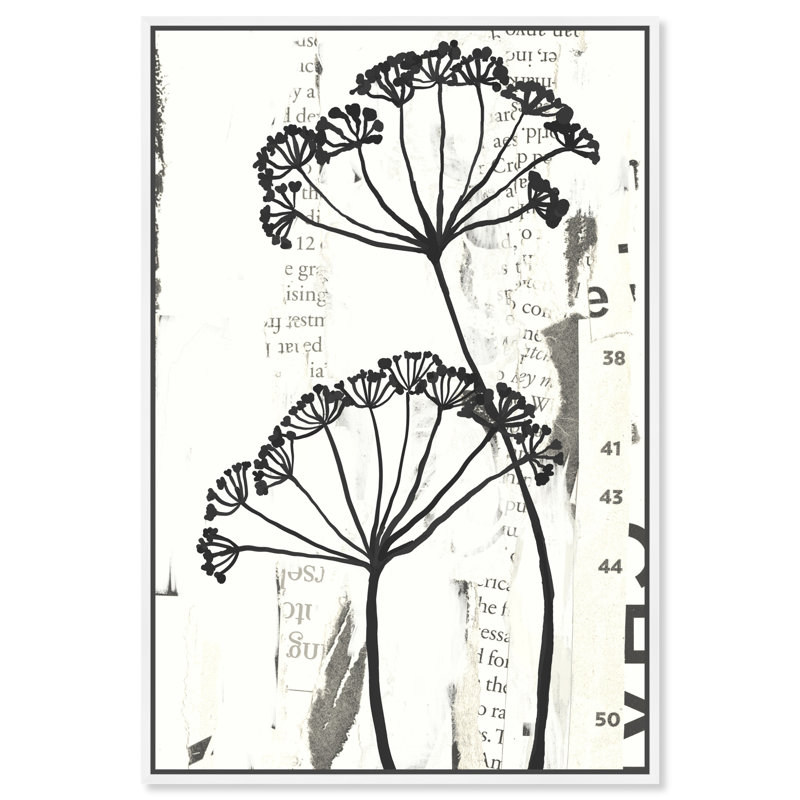 Botanical Shadow Canvas Floral & Botanical Print by Oliver Gal, Black Frame, 10 x 15, 16"H x 11"W, White Floater Frame