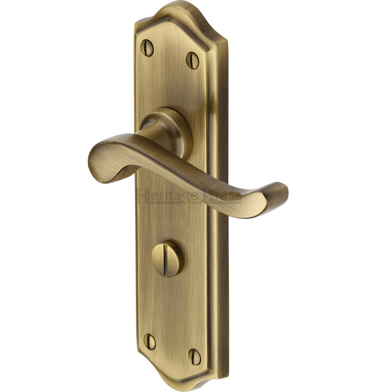 Heritage Brass Heritage Door Handle for Bathroom Buckingham Design, Antique Brass