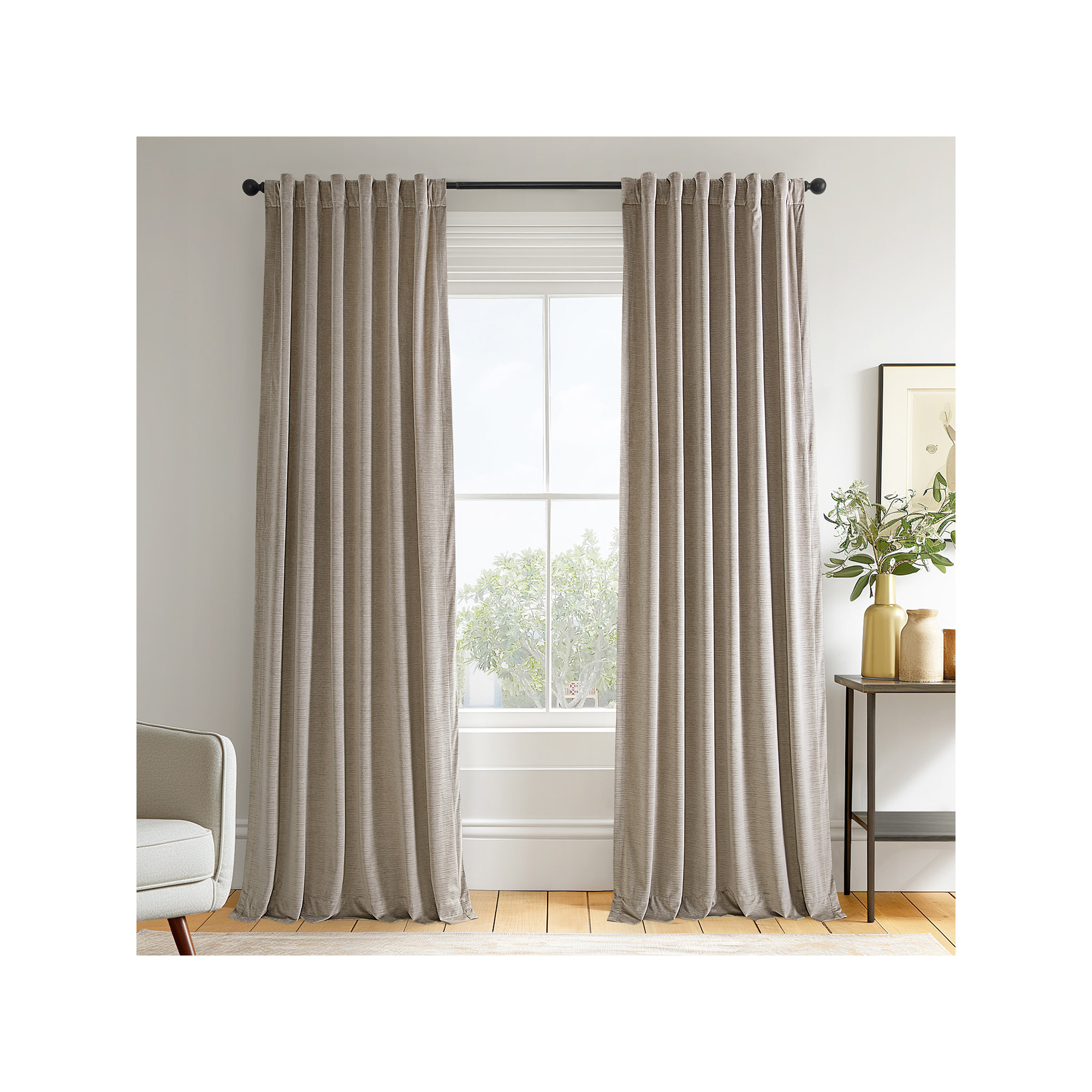 Ravello Burnout Velvet Curtains (1 Panel) Room Darkening Curtains For Bedroom & Living Room Curtains, White, 50" W x 96" L