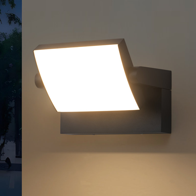 Lampe murale d'extérieur à DEL en aluminium noir avec direction de la lumière rotative 