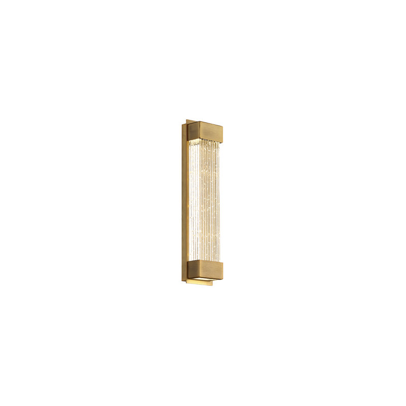 Tower 1 - Light LED Dimmable Aged Brass Flush Mounted Sconce, Aged Brass, 14" H x 3" W x 2.5" D