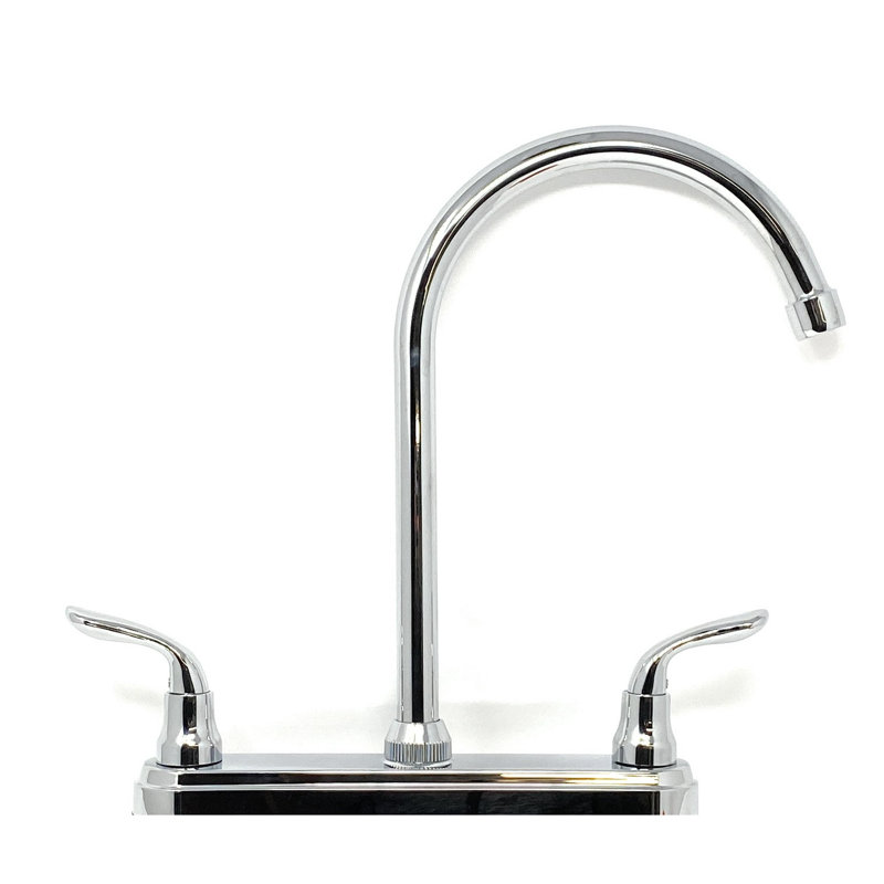 High Arc Stainless Steel Spout Strong Plastic Body Chromed For Metal Look Kitchen Faucet, Two-handle, 8-inch Center Set