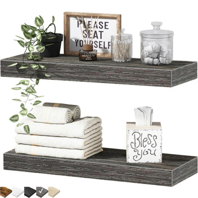 Bathroom Shelves Floating Shelves for Wall Shelf Over Toilet Small Wall Mounted Farmhouse Decor 16 inch Set of 2, Natural