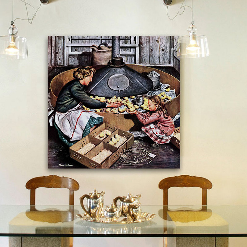 Chicks In Incubator by Stevan Dohanos - Wrapped Canvas Painting, 46cm H x 46cm W