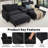 112.5 '' Wide U-Shaped Modular Comfy Cloud Upholstered Corduroy Sectional Loveseat with Ottomans, Center Console & Cup Holders-1943303982