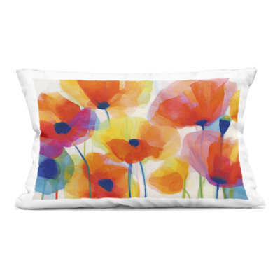 Poppies At Golden Hour Decorative Printed Throw Pillow, design by Chromatic Storm Studio