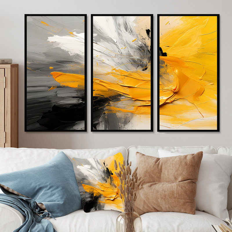 Daelani - Ensemble de salon abstrait, Cadre flottant noir, H 40 po x l 60 po x P 1 po