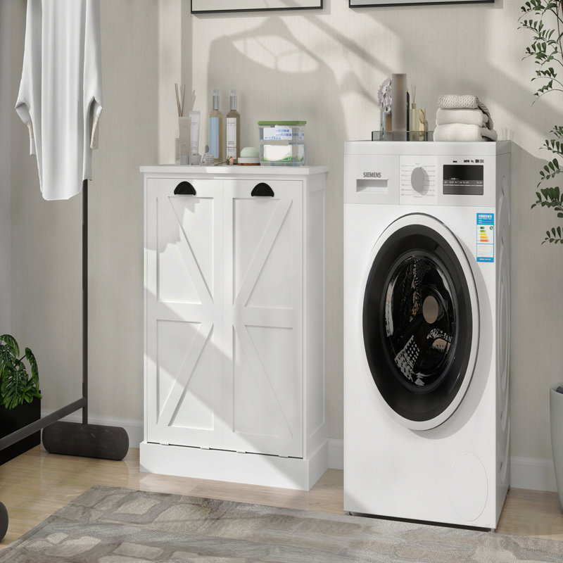 Armoire de trieur de linge à 2 compartiments - Blanc