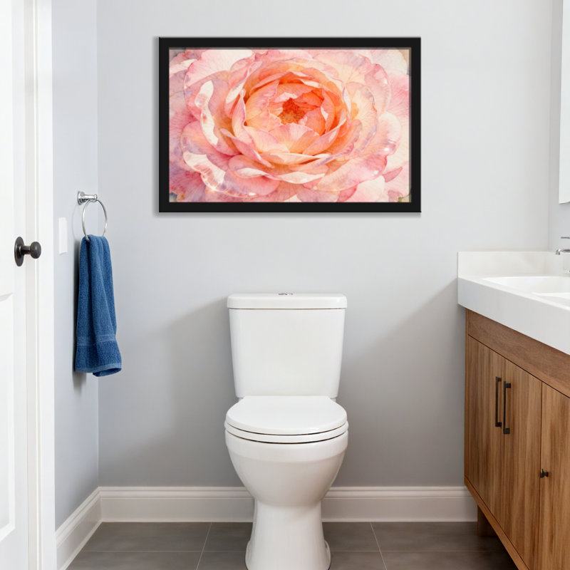 Plantes et fleurs, art floral rose, H 24 po x l 36 po, Toile tendue, Ne s’applique pas