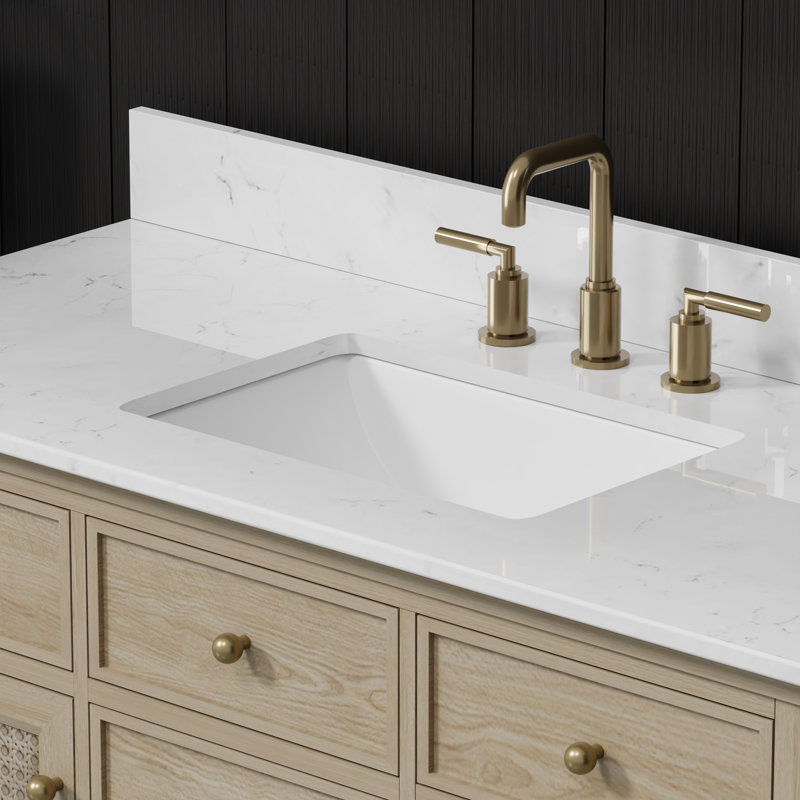 Ronnie 48" Single Vanity With White Carrara Quartz Top, Pre Assembled
