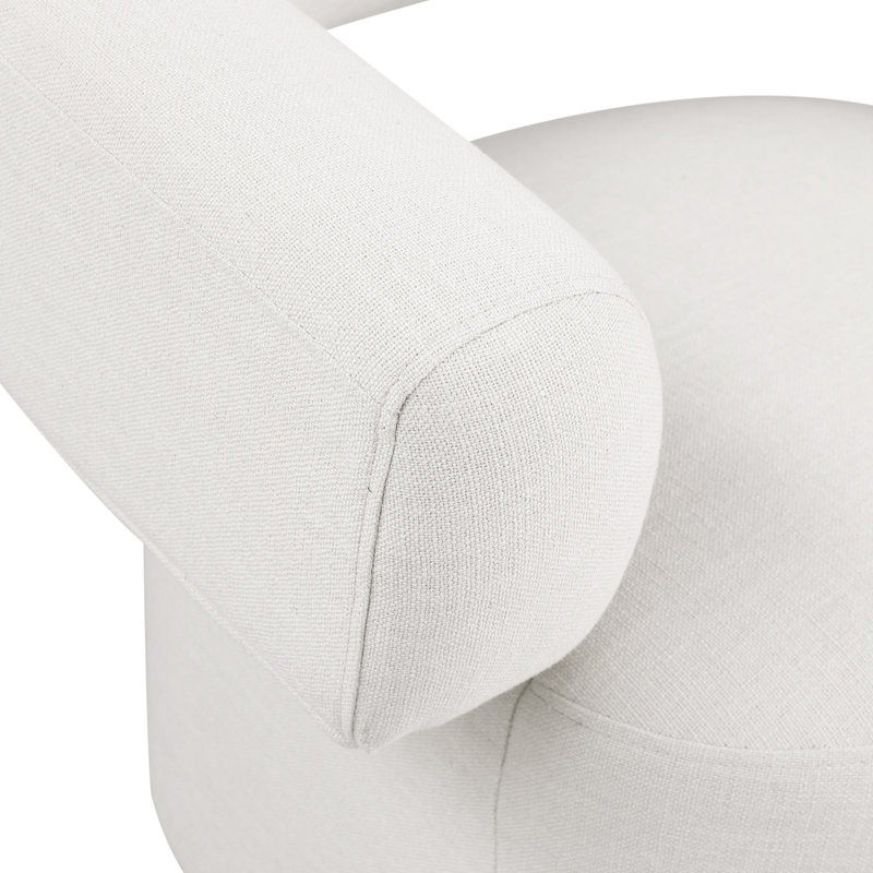 Hynek Upholstered Swivel Accent Chair, Cream Linen Textured Fabric