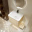 Meuble-lavabo simple en chêne blanc avec lavabo en céramique-497962685